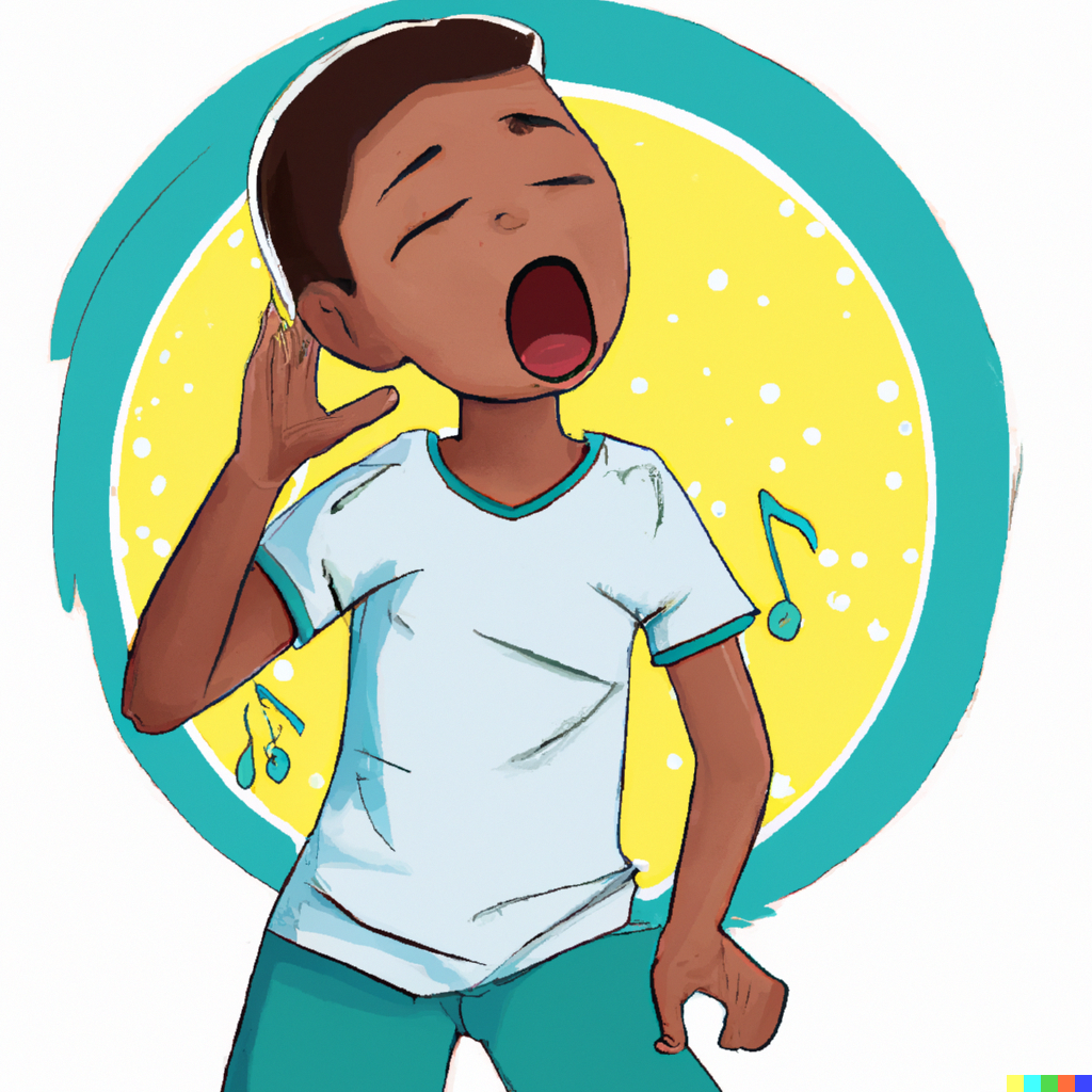 DALL·E 2023-03-21 18.21.13 - Uma imagem de um menino jovem cantando com confiança e alegria no estilo de imagem do wikihow